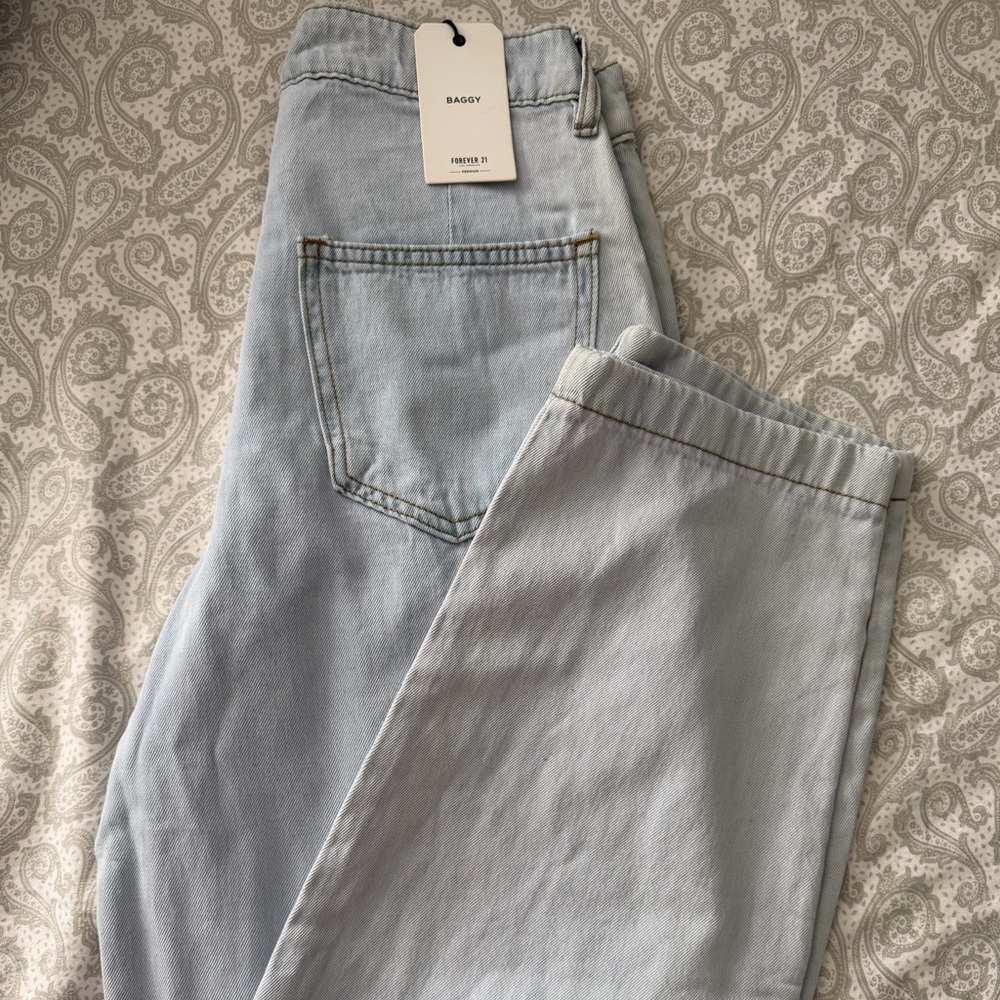 Forever 21 Light Wash Straight/Baggy Jeans